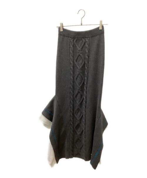 UN3D.（アンスリード）UN3D. (アンスリード) STITCH CABLE ASYMME LAYERED SK グレー サイズ:38の古着・服飾アイテム