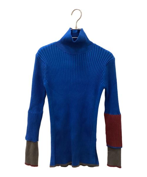 AULA AILA（アウラアイラ）AULA AILA (アウラアイラ) BI-COLOR SLEEVE RIB INNER ブルーの古着・服飾アイテム