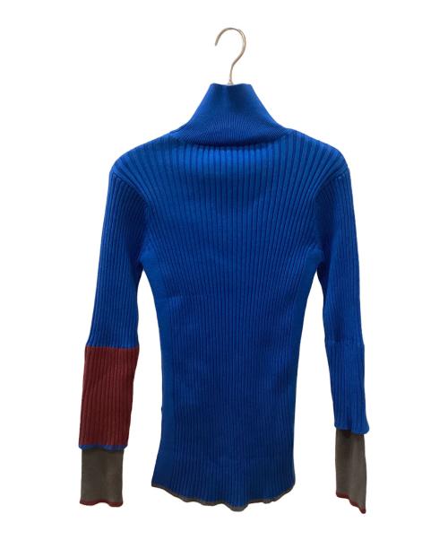 AULA AILA（アウラアイラ）AULA AILA (アウラアイラ) BI-COLOR SLEEVE RIB INNER ブルーの古着・服飾アイテム