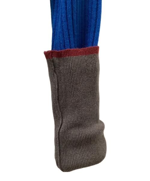 AULA AILA（アウラアイラ）AULA AILA (アウラアイラ) BI-COLOR SLEEVE RIB INNER ブルーの古着・服飾アイテム