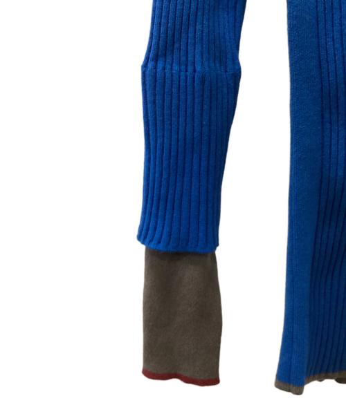 AULA AILA（アウラアイラ）AULA AILA (アウラアイラ) BI-COLOR SLEEVE RIB INNER ブルーの古着・服飾アイテム