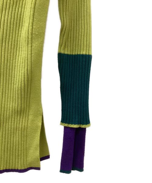 AULA AILA（アウラアイラ）AULA AILA (アウラアイラ) BI-COLOR SLEEVE RIB INNER ライトグリーンの古着・服飾アイテム