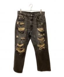 flagstuff（フラグスタフ）の古着「DENIM BORO BAGGIE PANTS」｜ブラック