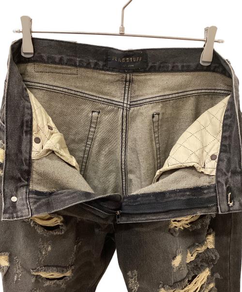 flagstuff（フラグスタフ）flagstuff (フラグスタフ) DENIM BORO BAGGIE PANTS ブラック サイズ:Lの古着・服飾アイテム