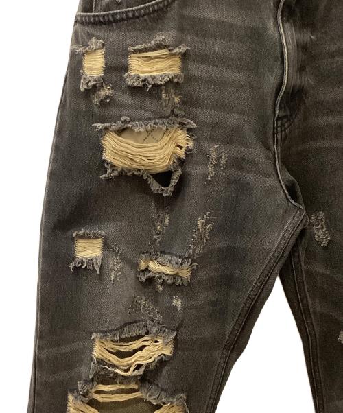 flagstuff（フラグスタフ）flagstuff (フラグスタフ) DENIM BORO BAGGIE PANTS ブラック サイズ:Lの古着・服飾アイテム