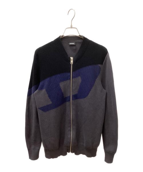 DIESEL（ディーゼル）DIESEL (ディーゼル) 厚手ニット ブラック×ネイビー×グレー サイズ:XSの古着・服飾アイテム