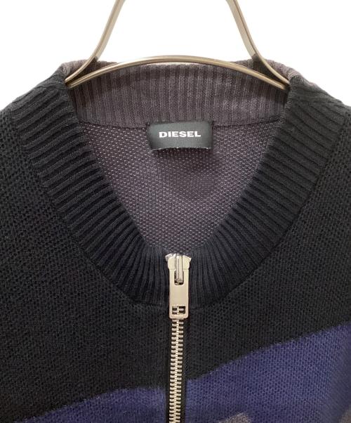 DIESEL（ディーゼル）DIESEL (ディーゼル) 厚手ニット ブラック×ネイビー×グレー サイズ:XSの古着・服飾アイテム