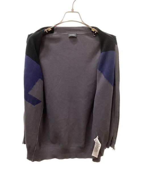 DIESEL（ディーゼル）DIESEL (ディーゼル) 厚手ニット ブラック×ネイビー×グレー サイズ:XSの古着・服飾アイテム