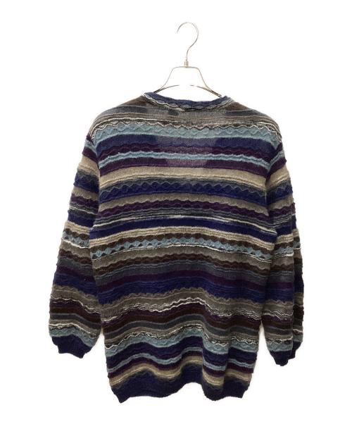 missoni（ミッソーニ）missoni (ミッソーニ) 80-90's 3Dモヘアニットカーディガン ネイビー×グレー サイズ:50の古着・服飾アイテム