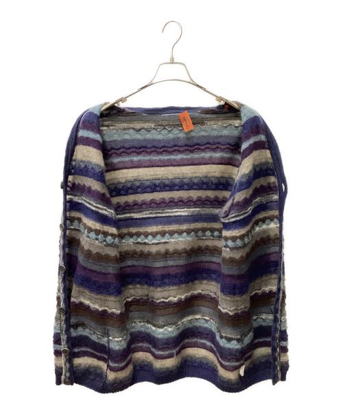 missoni（ミッソーニ）missoni (ミッソーニ) 80-90's 3Dモヘアニットカーディガン ネイビー×グレー サイズ:50の古着・服飾アイテム