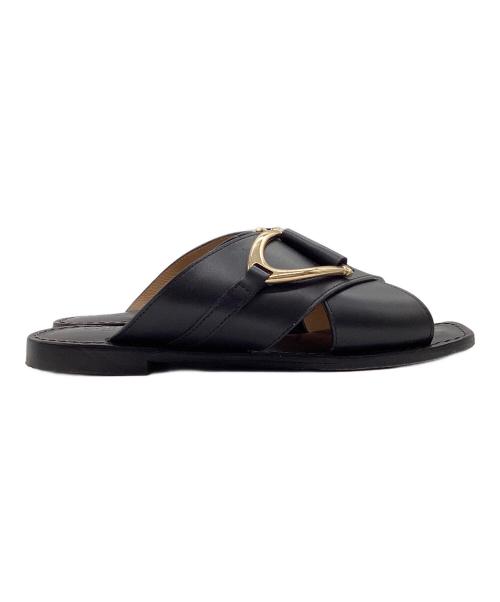 CORSO ROMA 9（コルソローマノーヴェ）CORSO ROMA 9 (コルソローマノーヴェ) NOLLEY’S別注 レザービットクロスストラップサンダル ブラック サイズ:36の古着・服飾アイテム