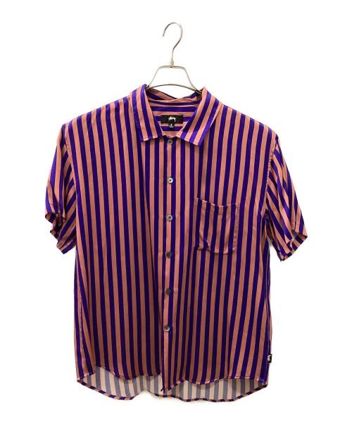 stussy（ステューシー）stussy (ステューシー) 半袖シャツ ピンク×ブルー サイズ:Sの古着・服飾アイテム