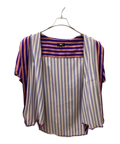 stussy（ステューシー）stussy (ステューシー) 半袖シャツ ピンク×ブルー サイズ:Sの古着・服飾アイテム