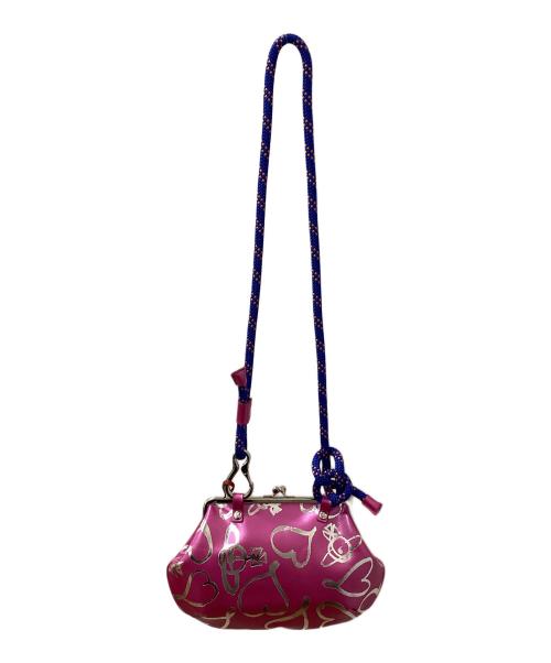 Vivienne Westwood（ヴィヴィアンウエストウッド）Vivienne Westwood (ヴィヴィアンウエストウッド) SCRIBBLE HEARTS がま口ショルダーバッグ ショッキングピンクの古着・服飾アイテム
