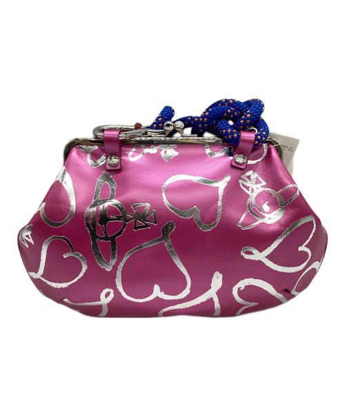 Vivienne Westwood（ヴィヴィアンウエストウッド）Vivienne Westwood (ヴィヴィアンウエストウッド) SCRIBBLE HEARTS がま口ショルダーバッグ ショッキングピンクの古着・服飾アイテム