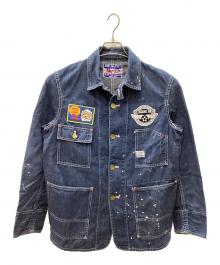 Joe McCOY（ジョーマッコイ）の古着「ワッペン付ペイントデニムカバーオール」｜インディゴ