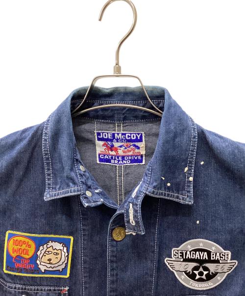 Joe McCOY（ジョーマッコイ）Joe McCOY (ジョーマッコイ) ワッペン付ペイントデニムカバーオール インディゴ サイズ:36の古着・服飾アイテム