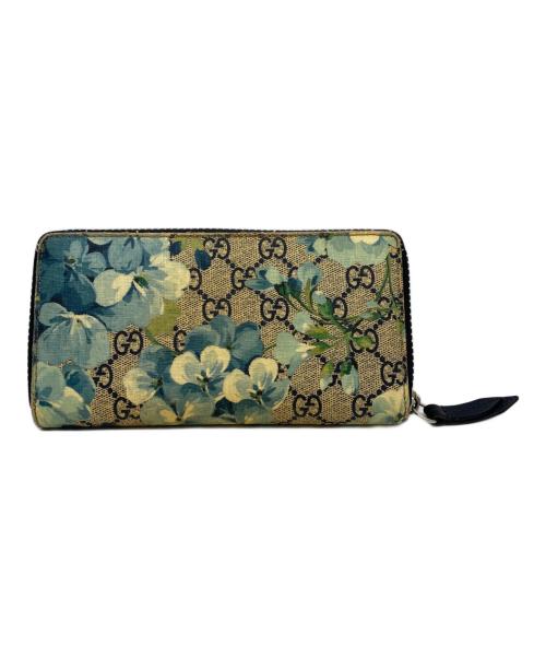 GUCCI（グッチ）GUCCI (グッチ) ブルームス スプリーム 長財布 ブルー×ベージュの古着・服飾アイテム