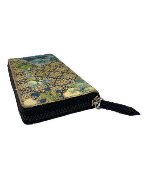 GUCCI（グッチ）GUCCI (グッチ) ブルームス スプリーム 長財布 ブルー×ベージュの古着・服飾アイテム