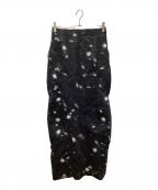ENFOLDエンフォルド）の古着「プリントロングスカート」｜ブラック×ホワイト