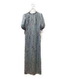 FRAY ID（フレイ アイディー）の古着「フラワージャガードワンピース」｜ブルー