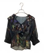 Ameriアメリ）の古着「MEDI DECALCOMANIA CHIFFON BLOUSE」｜ブラック