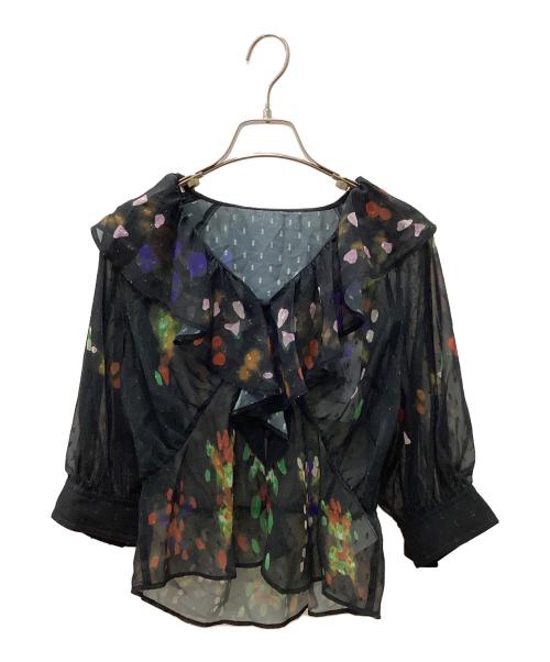 Ameri（アメリ）Ameri (アメリ) MEDI DECALCOMANIA CHIFFON BLOUSE ブラック サイズ:Fの古着・服飾アイテム