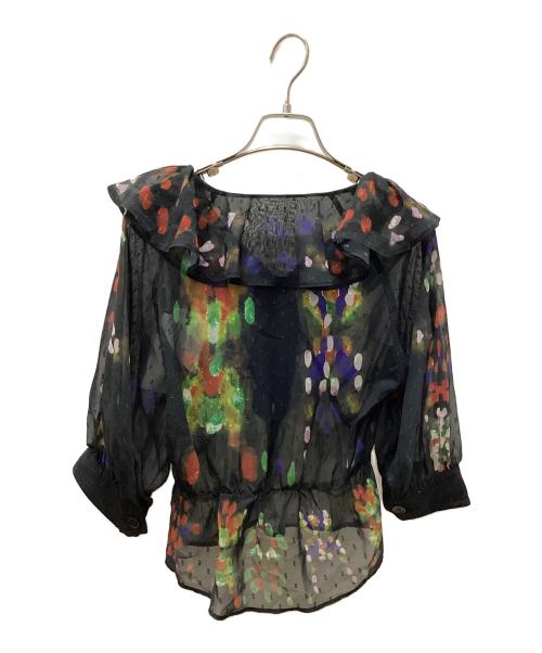 Ameri（アメリ）Ameri (アメリ) MEDI DECALCOMANIA CHIFFON BLOUSE ブラック サイズ:Fの古着・服飾アイテム
