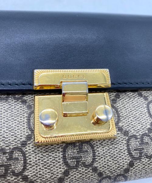 GUCCI（グッチ）GUCCI (グッチ) 長財布 ブラック×ベージュの古着・服飾アイテム