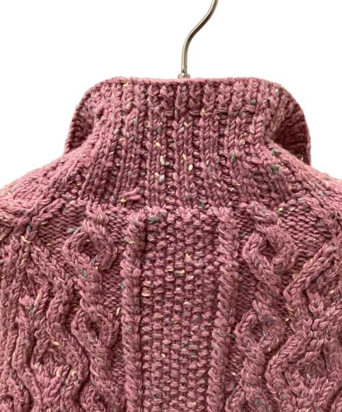 INVERALLAN（インバーアラン）INVERALLAN (インバーアラン) アランニットカーディガン ピンク サイズ:表記無しの古着・服飾アイテム