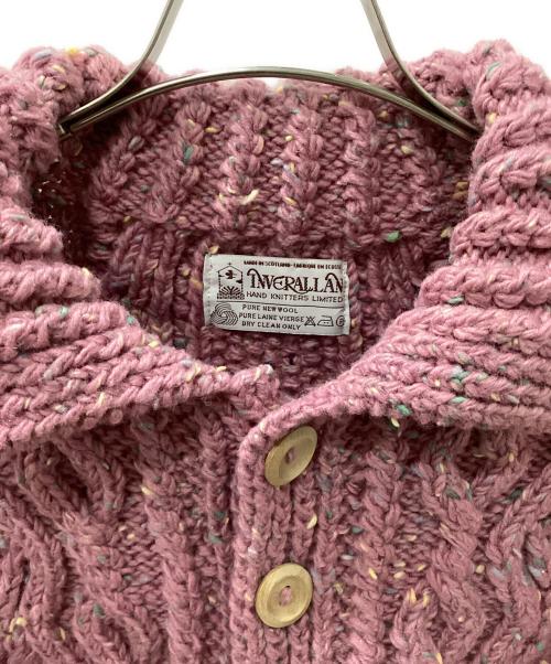 INVERALLAN（インバーアラン）INVERALLAN (インバーアラン) アランニットカーディガン ピンク サイズ:表記無しの古着・服飾アイテム