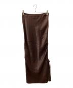 Nobleノーブル）の古着「ドロストギャザーサテンマーメイドスカート」｜ブラウン