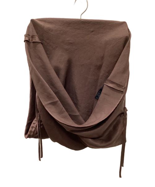 Noble（ノーブル）Noble (ノーブル) ドロストギャザーサテンマーメイドスカート ブラウン サイズ:38の古着・服飾アイテム