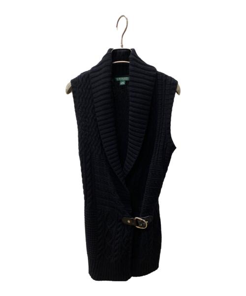 RALPH LAUREN（ラルフローレン）RALPH LAUREN (ラルフローレン) ケーブルニットベスト ブラック サイズ:XXSの古着・服飾アイテム