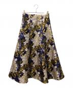 Ameri VINTAGEアメリヴィンテージ）の古着「ジャガードスカート」｜ネイビー×イエロー