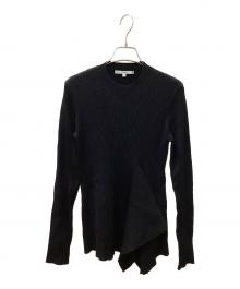 UN3D.（アンスリード）の古着「ヘムドレープロングスリーブニットトップ」｜ブラック