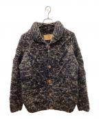 CANADIAN SWEATERカナディアンセーター）の古着「90-00sカウチンニットカーディガン」｜ネイビー×ベージュ