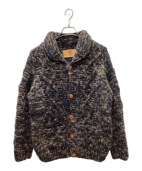 CANADIAN SWEATER（カナディアンセーター）CANADIAN SWEATER (カナディアンセーター) 90-00sカウチンニットカーディガン ネイビー×ベージュ サイズ:38の古着・服飾アイテム