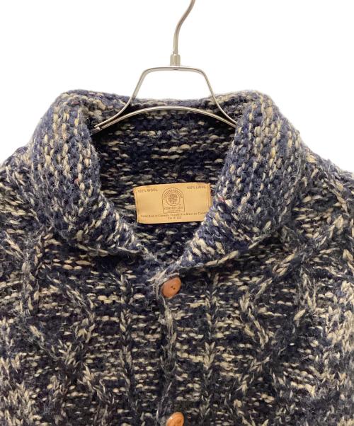 CANADIAN SWEATER（カナディアンセーター）CANADIAN SWEATER (カナディアンセーター) 90-00sカウチンニットカーディガン ネイビー×ベージュ サイズ:38の古着・服飾アイテム