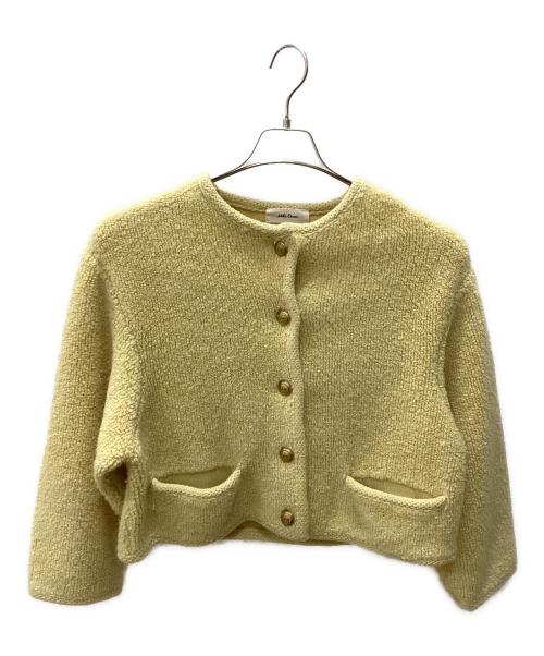 Mila Owen（ミラオーウェン）Mila Owen (ミラオーウェン) パイル編みショート丈金釦ニットジャケット イエローの古着・服飾アイテム