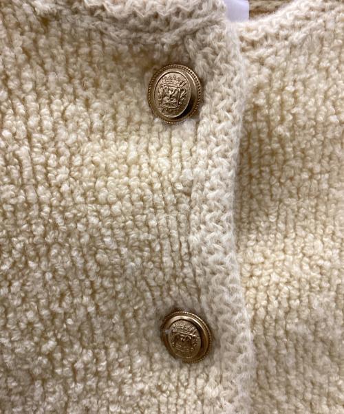 Mila Owen（ミラオーウェン）Mila Owen (ミラオーウェン) パイル編みショート丈金釦ニットジャケット イエローの古着・服飾アイテム