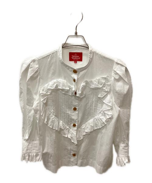 Vivienne Westwood RED LABEL（ヴィヴィアンウエストウッドレッドレーベル）Vivienne Westwood RED LABEL (ヴィヴィアンウエストウッドレッドレーベル) コットンローンラブフリルシャツ ホワイト サイズ:00の古着・服飾アイテム