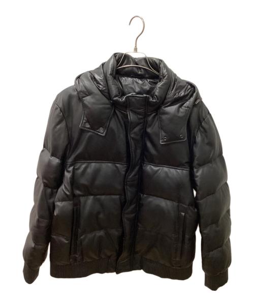 Calvin Klein（カルバンクライン）Calvin Klein (カルバンクライン) レザーダウンジャケット ブラック サイズ:3Lの古着・服飾アイテム