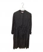 BEARDSLEYビアズリー）の古着「ドットギャザーワンピース」｜ブラック