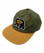 HUMAN MADEヒューマンメイド）の古着「BEAR LOGO CAP」｜カーキ×ブラウン