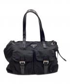 PRADAプラダ）の古着「ナイロンショルダーバッグ 三角プレート」｜ブラック