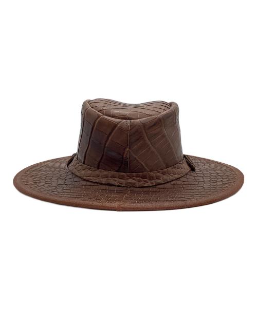 Overland（オーバーランド）Overland (オーバーランド) クロコ型押しテンガロンハット ブラウン サイズ:XLの古着・服飾アイテム
