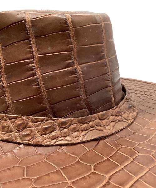 Overland（オーバーランド）Overland (オーバーランド) クロコ型押しテンガロンハット ブラウン サイズ:XLの古着・服飾アイテム