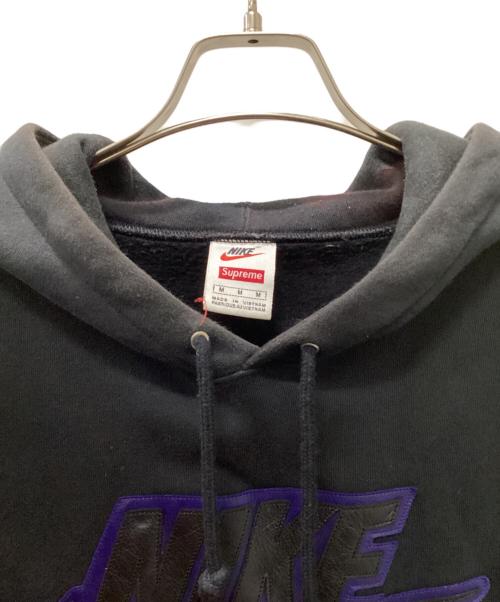 NIKE（ナイキ）NIKE (ナイキ) SUPREME (シュプリーム) Leather Applique Hooded Sweats ブラック サイズ:Ｍの古着・服飾アイテム
