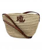 LAUREN RALPH LAURENローレンラルフローレン）の古着「フェイクストロー ミディアム Nicki クロスボディ バッグ」｜ベージュ